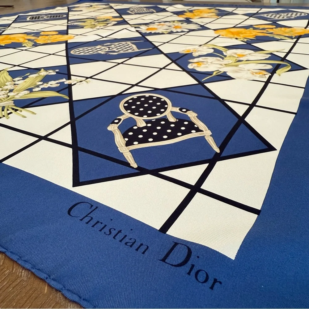 Authentic Christian Dior Silk Scarf 34”